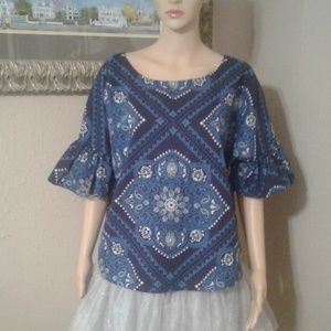 Jaclyn Smith Bandana Print Top Size XL